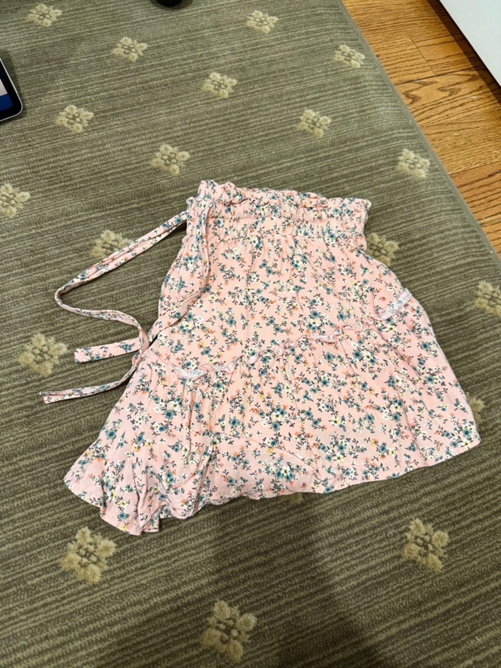 Asymmetrical Pink Floral Tie-Waist Skort